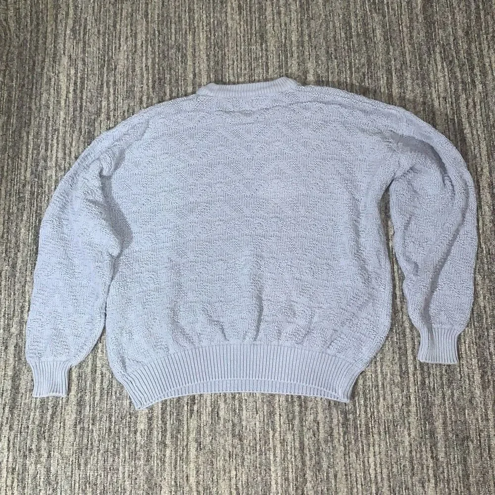 VTG Izod Womens Large Pullover Knit Sweater Light Blue Long Sleeve‎ Crewneck USA